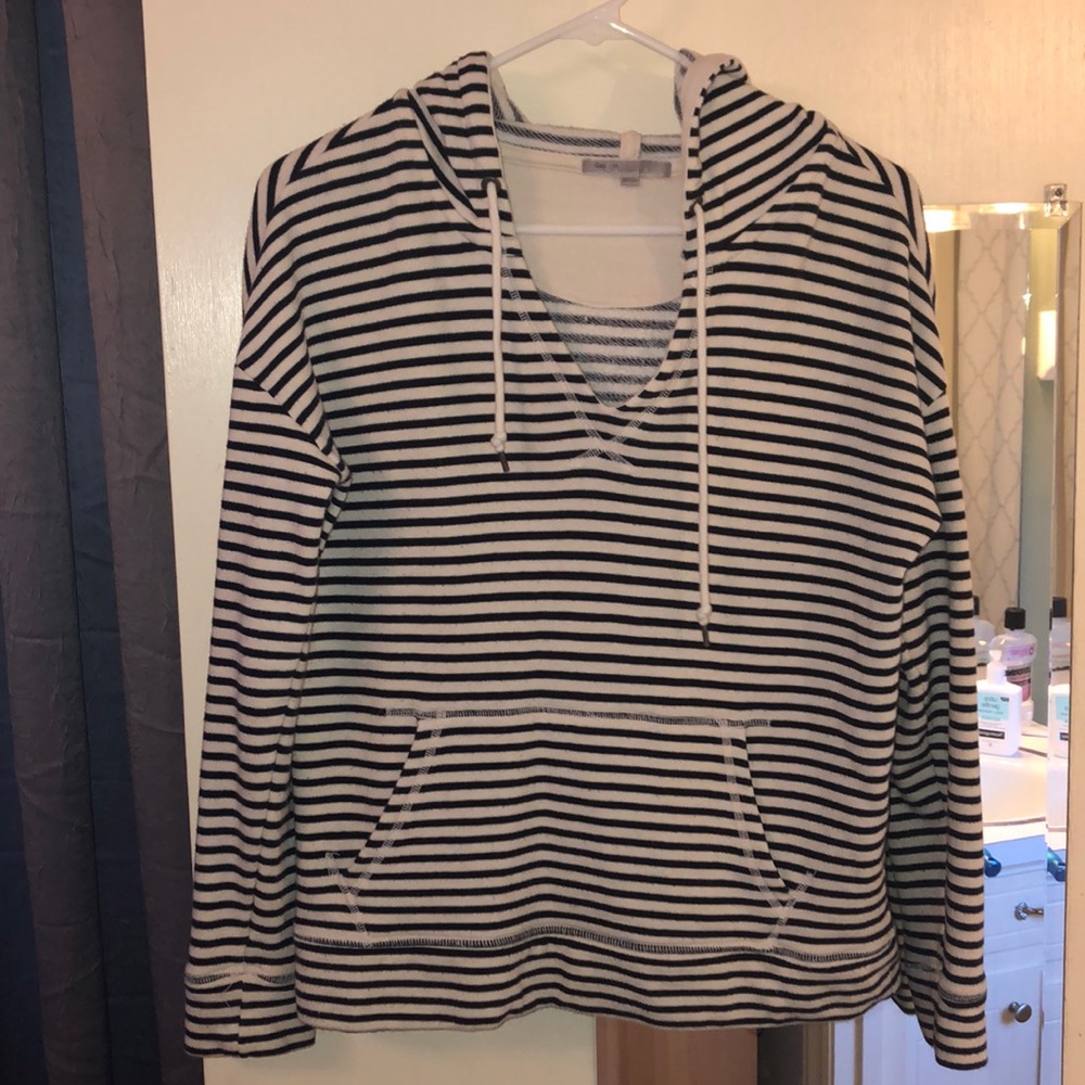 Navy and Ivory Striped Hoodie!